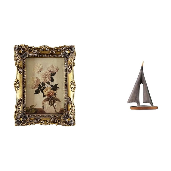 Antique Baroque Frame Sailing Ship Statue Resin Material Perfect for Office Studio Bookshelf Decoration