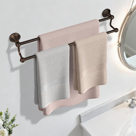 Antique Bathroom Double Towel Bar Oil Rubbed Bronze, 24 Inch Towel Racks for Bathroom Wall Mounted,Bathroom Towel Holder Bronze,Two Towel Rod Hanger for Hotel