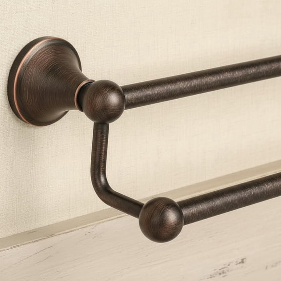 Antique Bathroom Double Towel Bar Oil Rubbed Bronze, Towel Racks for Bathroom Wall Mounted, Bathroom Towel Holder Bronze, Two Towel Rod Hanger for Hotel