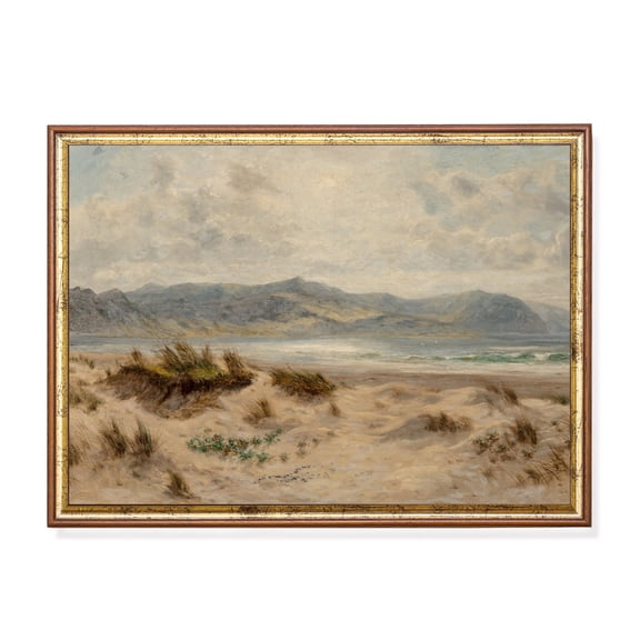 Antique Beach Dunes Print: Vintage Coastal Seascape, Unframed Poster Size 8x12