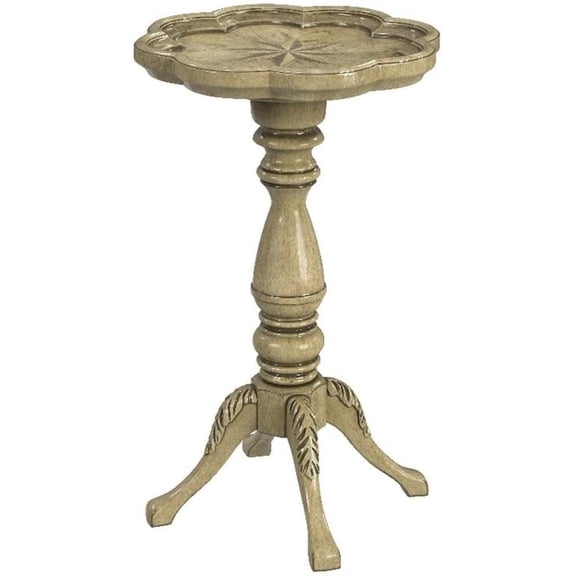 Antique Beige Scalloped Edge Accent Table