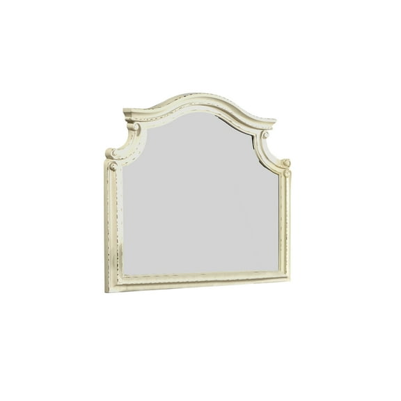 Antique Beige Wood Mirror For Bedroom - , Traditional Style Solid Wood, Classy