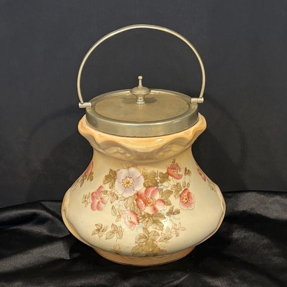 Antique Biscuit Barrel Jar, Large Food Storage Container for Candy, Cookies, Dessert, Farmhouse Kitchen Decor and Accessories