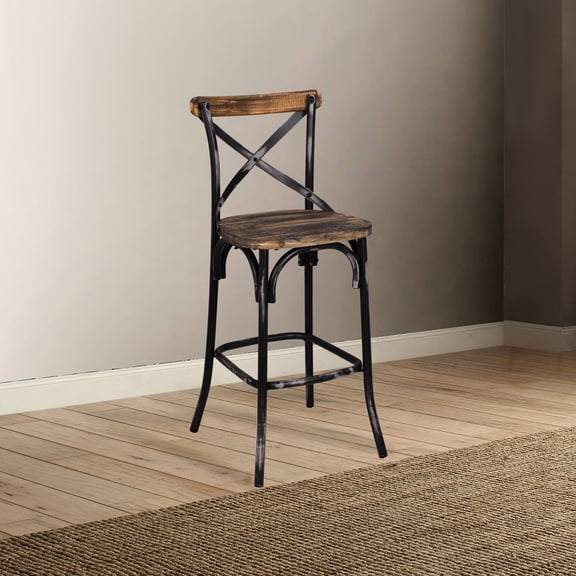 Antique Black Bar Stool / In Vintage Bar Decor / Comfortable Single Seat