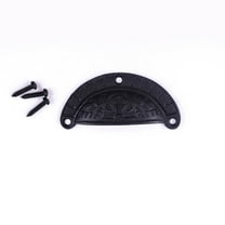 Antique Black Cabinet Drawer Cup Bin Pull Cast Iron 3.7" x 1.5" Kitchen Dresser Pull Handles Rust Resistant Bin Pulls with Hardware Renovators Supply