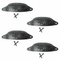 thumbnail image 1 of Antique Black Cabinet Drawer Cup Bin Pull Wrought Iron 4.5" W x 1.5" H Kitchen Dresser Handles Rust Resistant Unique Pulls w/Hardware | Renovators Supply Pack of 4, 1 of 7