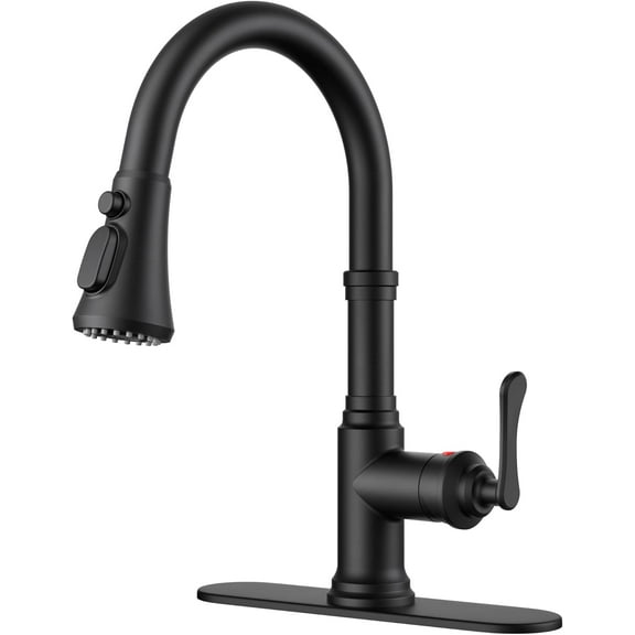 Antique Black Kitchen Faucets with Pull Down Sprayer, 3 in 1 Stainless Steel High Arc Single Handle Sink Faucet for Farmhouse Camper Rv Bar, Fit for 1 or 3 Hole