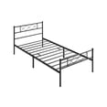 thumbnail image 1 of Twin XL Black Metal Bed Frame with Headboard, Slatted Platform Bed Base for Mattress Support, Sleek Industrial Style for Guest Room Dorm Apartment, 1 of 5
