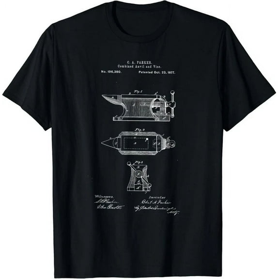 Antique Blacksmith Anvil Patent Print Gift T-Shirt Unisex S-5XL Hot Trending Shirt, Vintage Birthday Gift