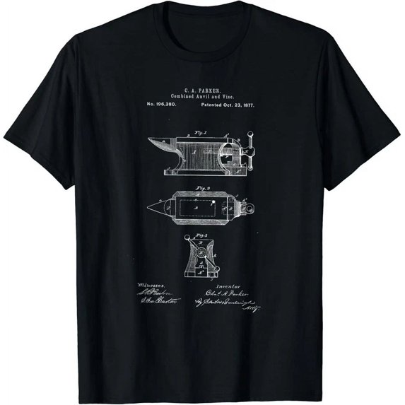 Antique Blacksmith Anvil Patent Print Gift T-Shirt Unisex S-5XL Hot Trending Shirt, Vintage Birthday Gift
