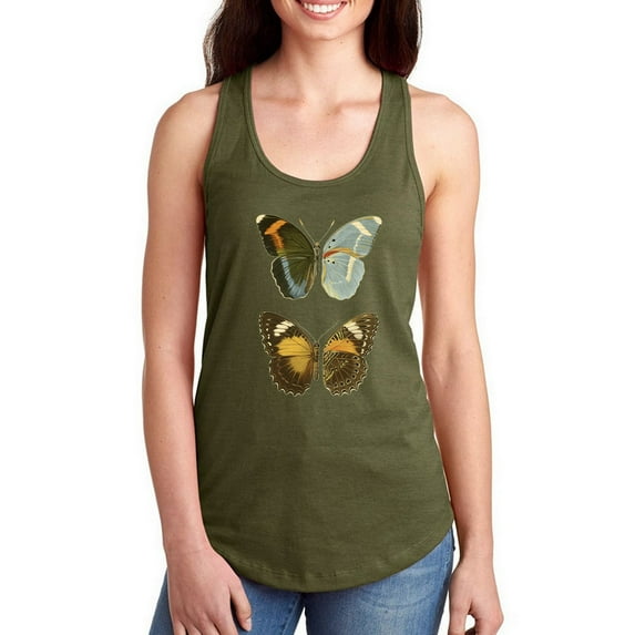 Antique Blue Butterflies Iii Racerback Tank Women -Vision Studio Designs, Female x-Small