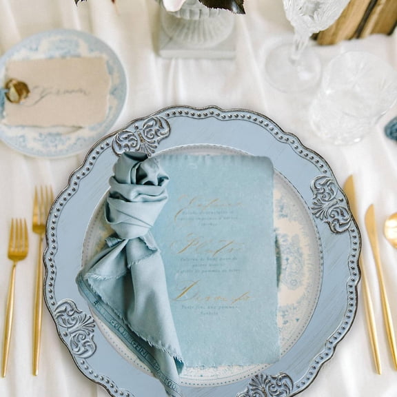 Antique Blue Charger Plates Set of 6, 13" Chargers for Dinner Plates, Wedding, Banquets, Party