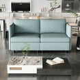 thumbnail image 1 of Antique Blue Chenille Love Seat With Storage And Ergonomic Design - Mid Century Modern For Bedroom, Living Room, Dorm 2 Seater Hidden High Fabric, 250 Lbs Capacity, 1 of 6