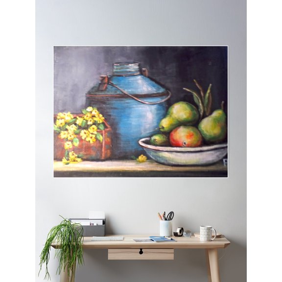 Antique Blue Pot Still Life Poster Wall Art, Modern Wall Decor For Living Room Bedroom, 8x12 UNFRAMED