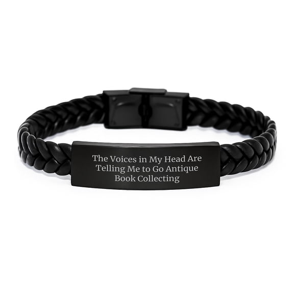 Antique Book Collecting Gifts for Women, Funny Quote Inspired Interlaced Leather Bracelet, Graduation Unique Gifts from Friends, Stainless Steel & PU Leather, 7.87 inches