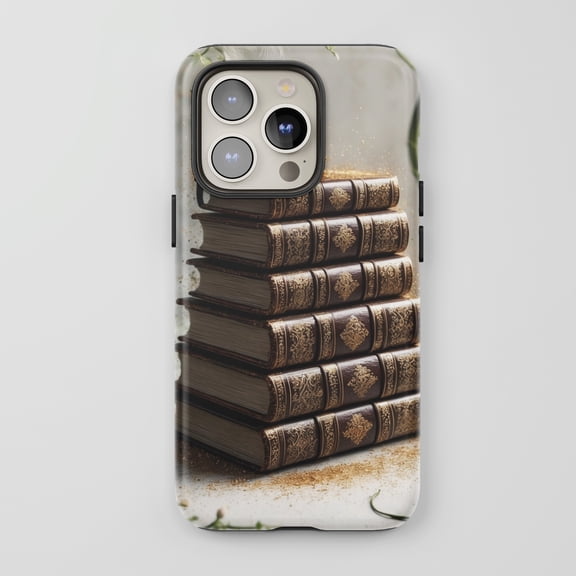 Antique Books For All iPhone Series Protective Phone Case Vintage Brown Gold