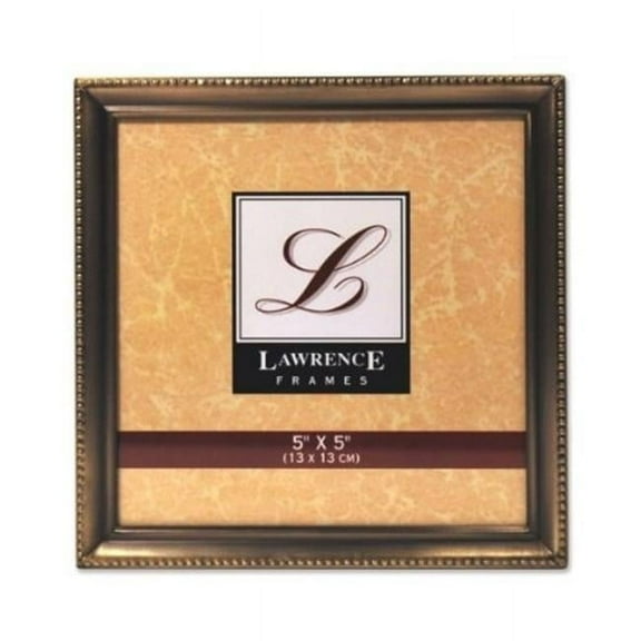 Antique Brass 5x5 Picture Frame - Bead Border Design