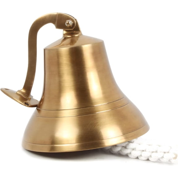 Antique Brass 6" Wall Mounted Nautical Bell - Hanging Bell for Ships & Christmas