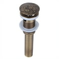 thumbnail image 1 of Antique Brass Bathroom Basin Water Pop-Up Drain Stopper with Overflow, Decorated with Gold Fish Motif, 1 of 8