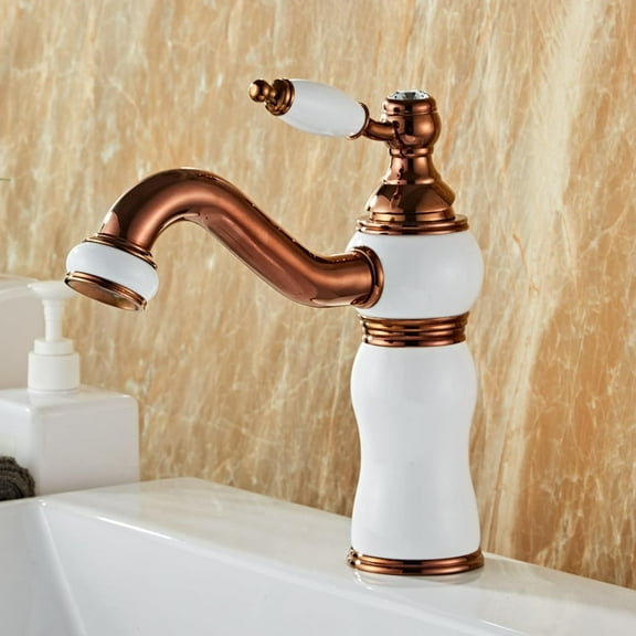 Antique Brass Bathroom Sink Faucet, 360° Swivel Bathroom Sink Faucet, Cold Hot Mixer Vintage Vanity Tap, Single Handle Bathroom Faucet, Chrome