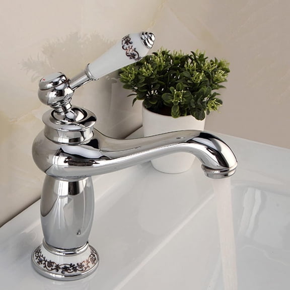 Antique Brass Bathroom Sink Faucet, Hot and Cold Water Mixer Tap, Vintage Bathroom Faucet, Single Handle Single Hole Bathroom Sink Faucet, Chrome