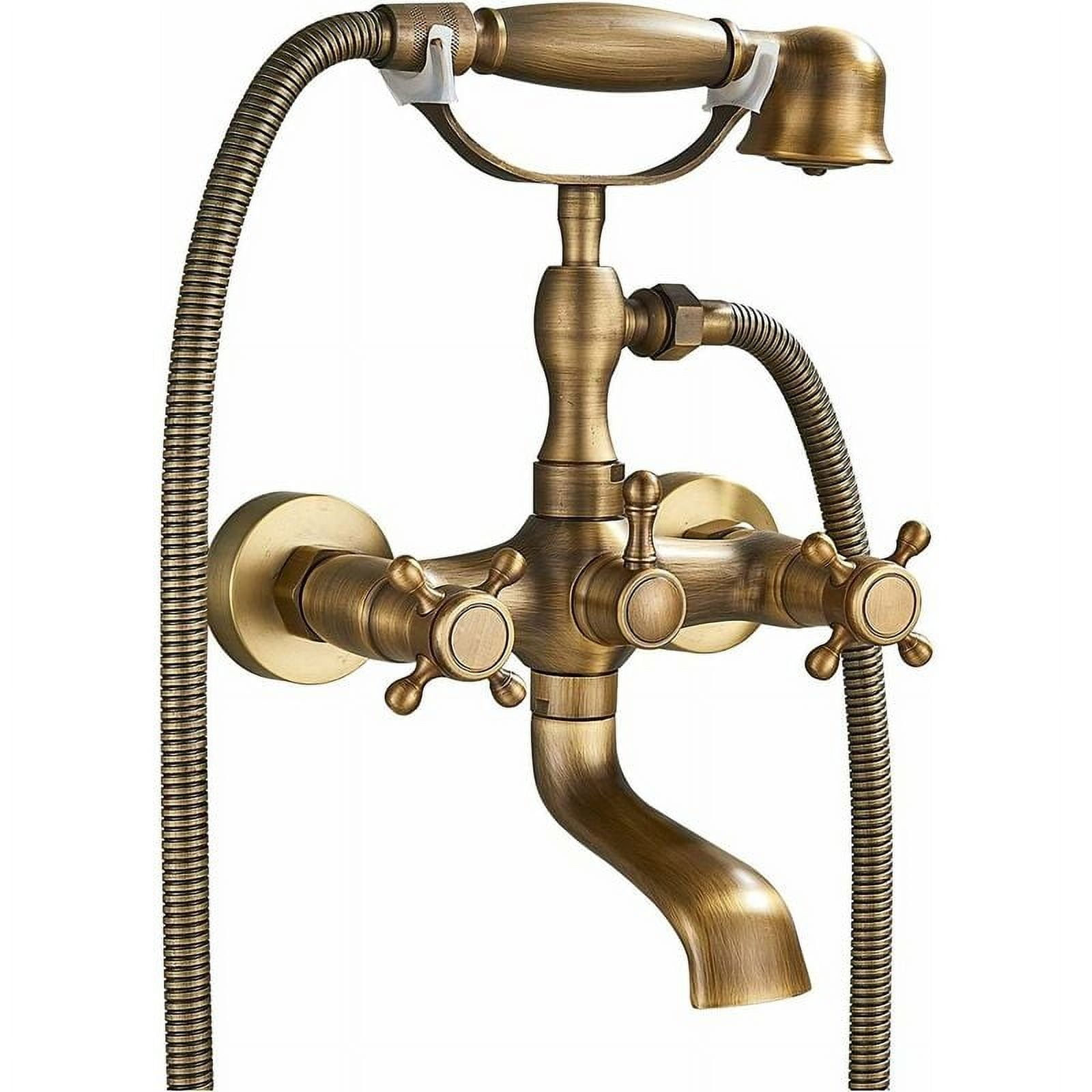 Antique Brass Bathtub Faucet Set, Wall Mounted Design For Modern ...
