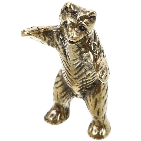 Antique Brass Bear Ornament Standing Bracket Rhinestone Brooch Portable Prop Decoration Golden