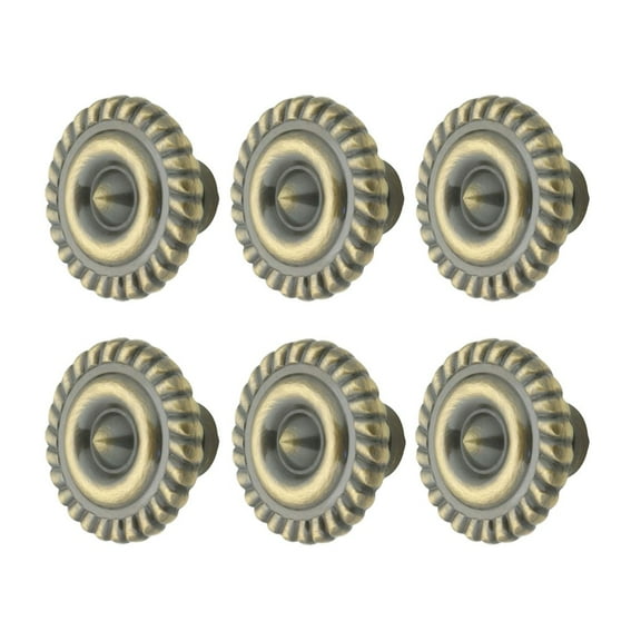 Antique Brass Cabinet Knob Pulls, 1.25" Dia. Brass Kitchen Cabinet Door Knob Pull Handles w/Screws| Renovator's Supply - Set of 6
