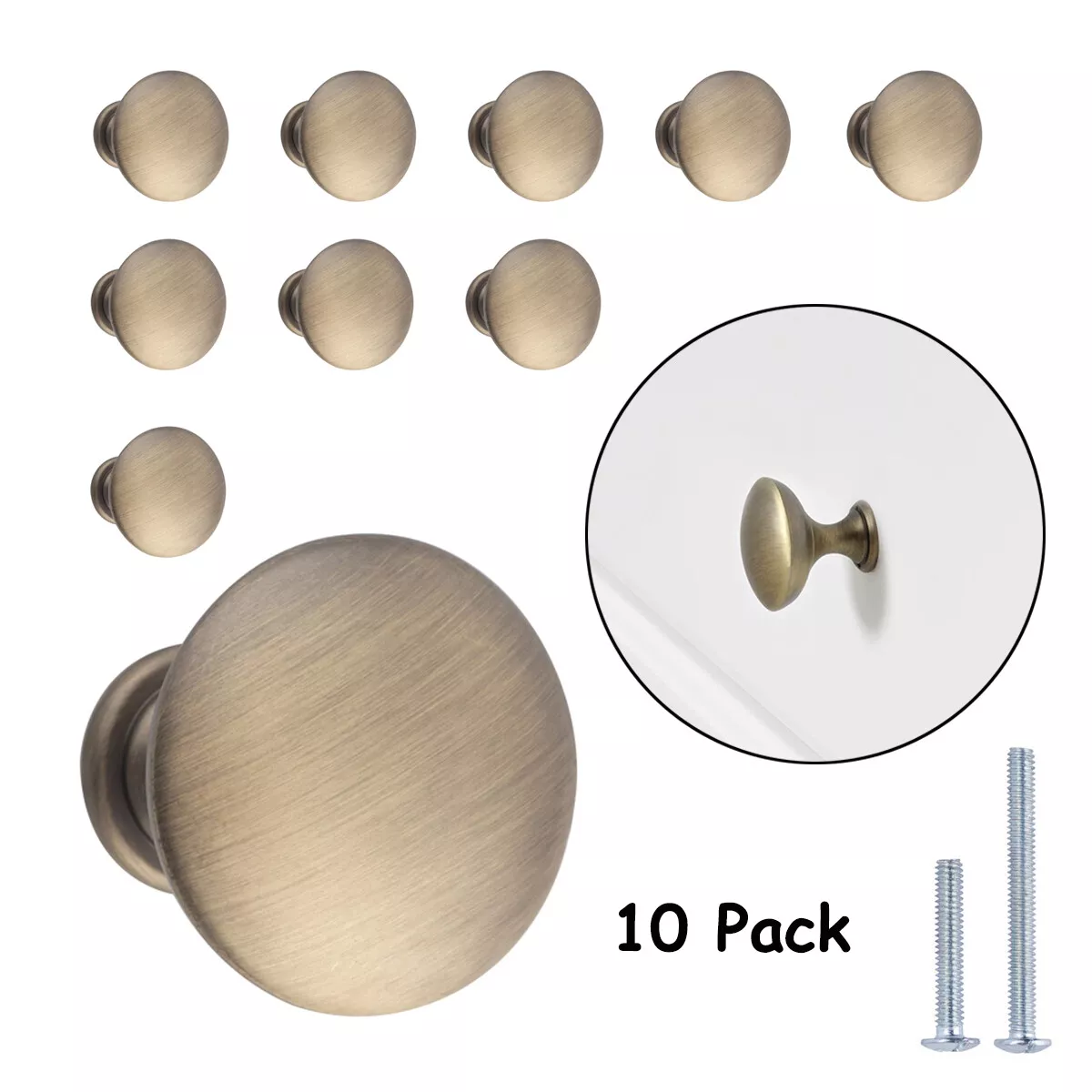 Antique Brass Cabinet Knobs Door Drawer Pulls Handles Kitchen Hardware 10 Pack