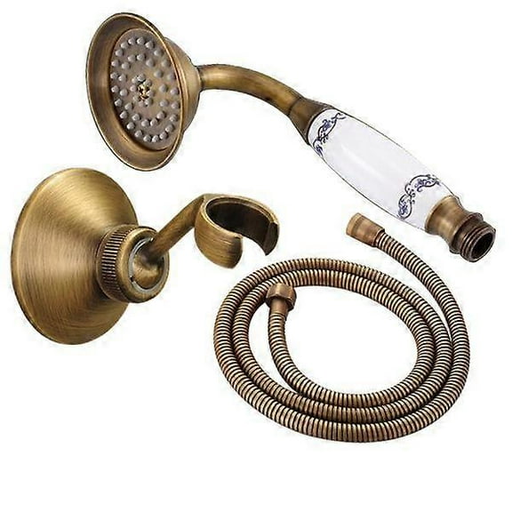 Antique Brass Ceramics Telephone Hand Held Shower Head & 1.5 m Hose Water Saving Handheld Sprayer Shower Set Nhh116