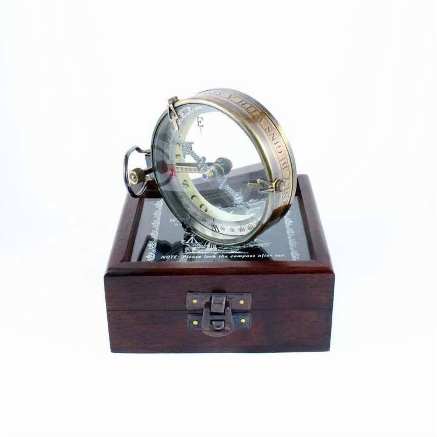 Antique Brass Compass Alloy Glass Wrapped Leather Case Metal Material Graduation Christmas New Year Easter Father's Day Gifts