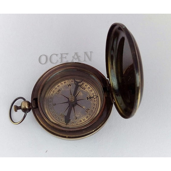 Antique Brass Compass Push Button Compass Sundial Navigational Ship Compass Gift