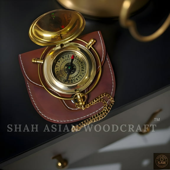 Antique Brass Compass Vintage Maritime Decor, Travel , Hiking & Premium Gift for Men