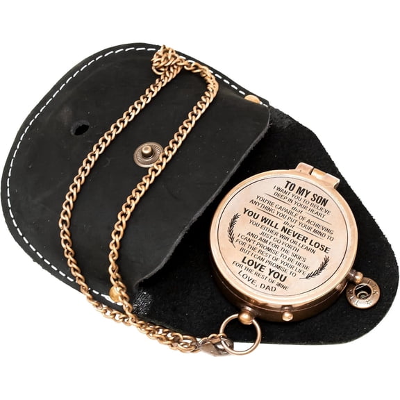 Antique Brass Compass with Message To Son from DAD Best Graduation Gift