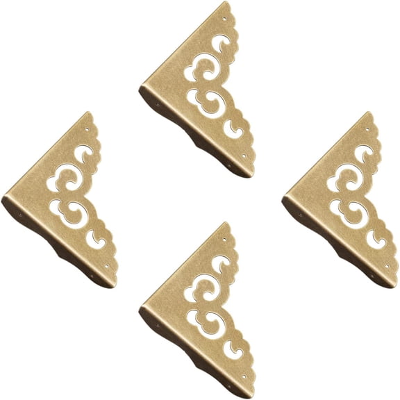 Antique Brass Corner Protectors, 4pcs Protector Decorative Metal Edge Corner, Vintage Box Corner Protectors for Wood Box Jewelry Gift Case Desk