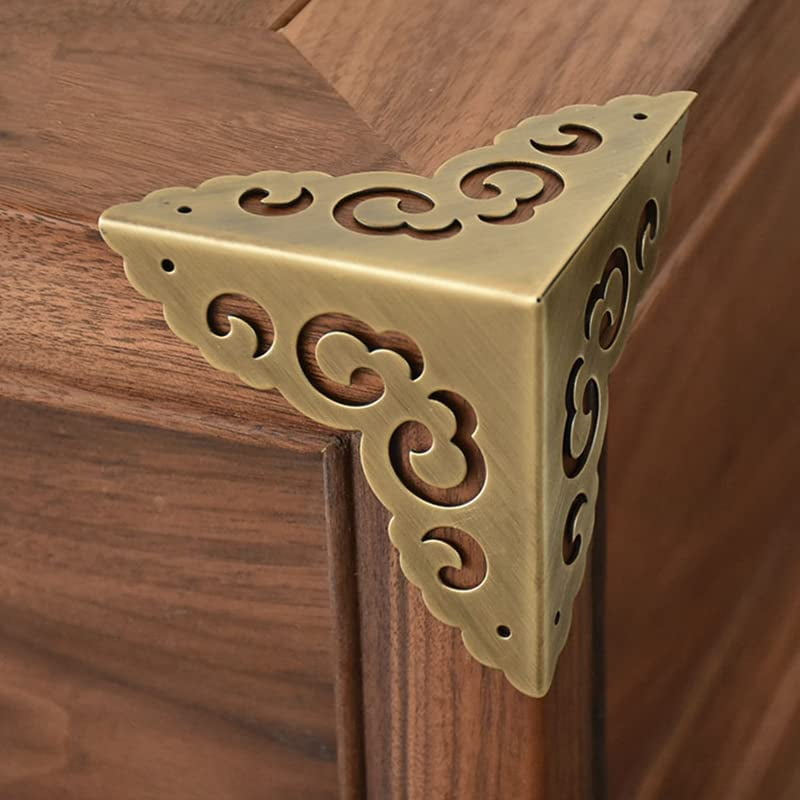 Antique Brass Corner Protectors Guards Bronze Wooden Box Corner Desk Edge Covers Decorative Corner Brackets for Furniture (4,80mm)