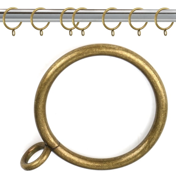 Antique Brass Curtain Rings with Eyelets for Up to 1.2-inch Curtain Rods (Set of 30 PCS Curtain Rings)