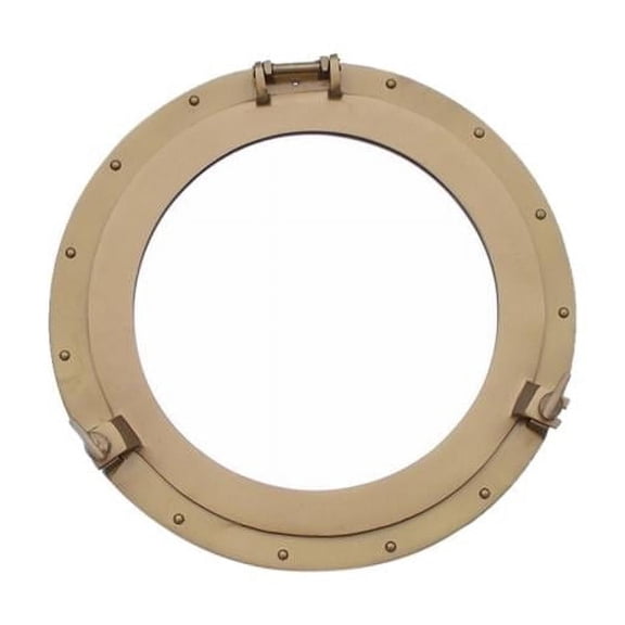 Antique Brass Decorative Ship Porthole Mirror - 24 in.