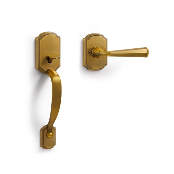 Antique Brass Door Handle 1 Pack Entry Lever Set