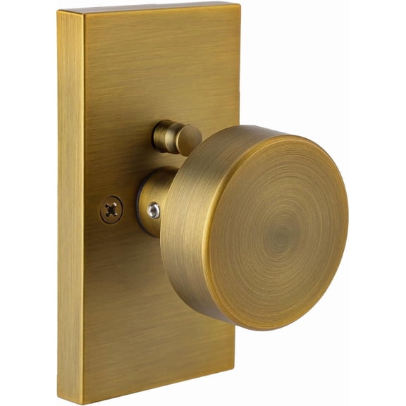 Antique Brass Door Knobs Interior with Lock, Modern Vintage Privacy Antique Door Knobs Door Handles for Bathroom Bedroom Rectangle