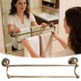thumbnail image 1 of Antique Brass Double Towel Bar, 24 inch Bath Towel Holder Wall Mount, Vintage Gold Decorative Bathroom Accessories, Brass Petal-Relief Series, 1 of 6