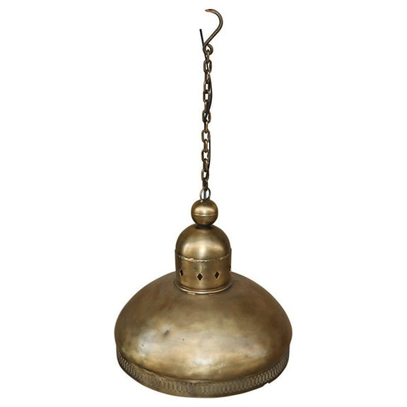 Antique Brass Finish Pendant Lighting | Eclectic Kitchen Light | Unique Gold Finish Hanging Light Fixture | Moroccan Moorish Modern
