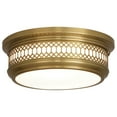 thumbnail image 1 of Antique Brass Flush Mount Ceiling Light Fixture with Frosted White Glass Shade – E26 Medium Socket, UL Listed for Dry/Damp Locations, 1 of 2