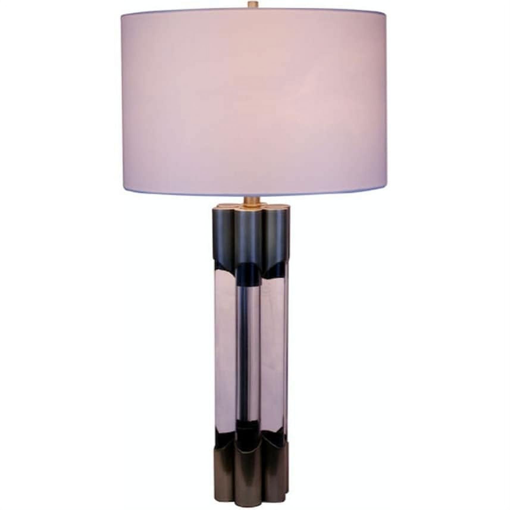 Antique Brass & Crystal Elegance 16" Table Lamp with White Linen Shade