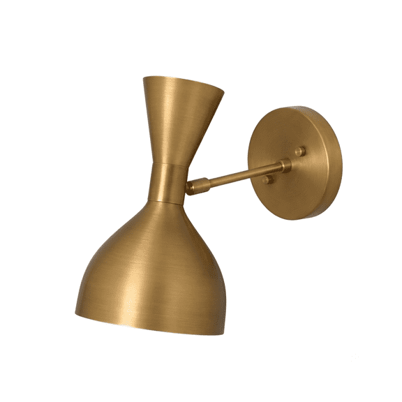 Antique Brass Hourglass Wall Sconce, Modern Double Cone Wall Light Fixture, Mid-Century Sculptural Bell Shade Wall Lamp for Bedroom, Living Room, Hallway, New Design