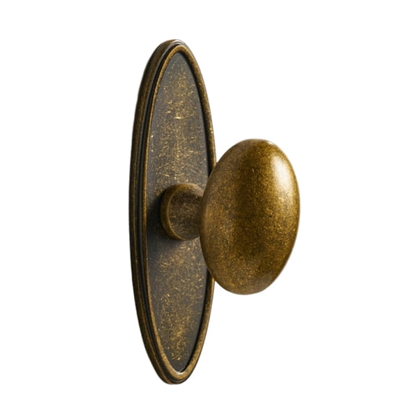 Ice Flower Solid Brass Egg-Shape Cabinet Door Knob with Vintage Brass Finish