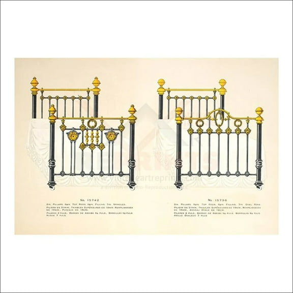 Antique Brass Iron French Bed, 3