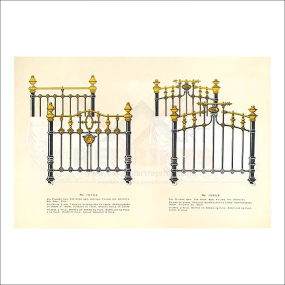 Antique Brass Iron French Bed Frames, 2