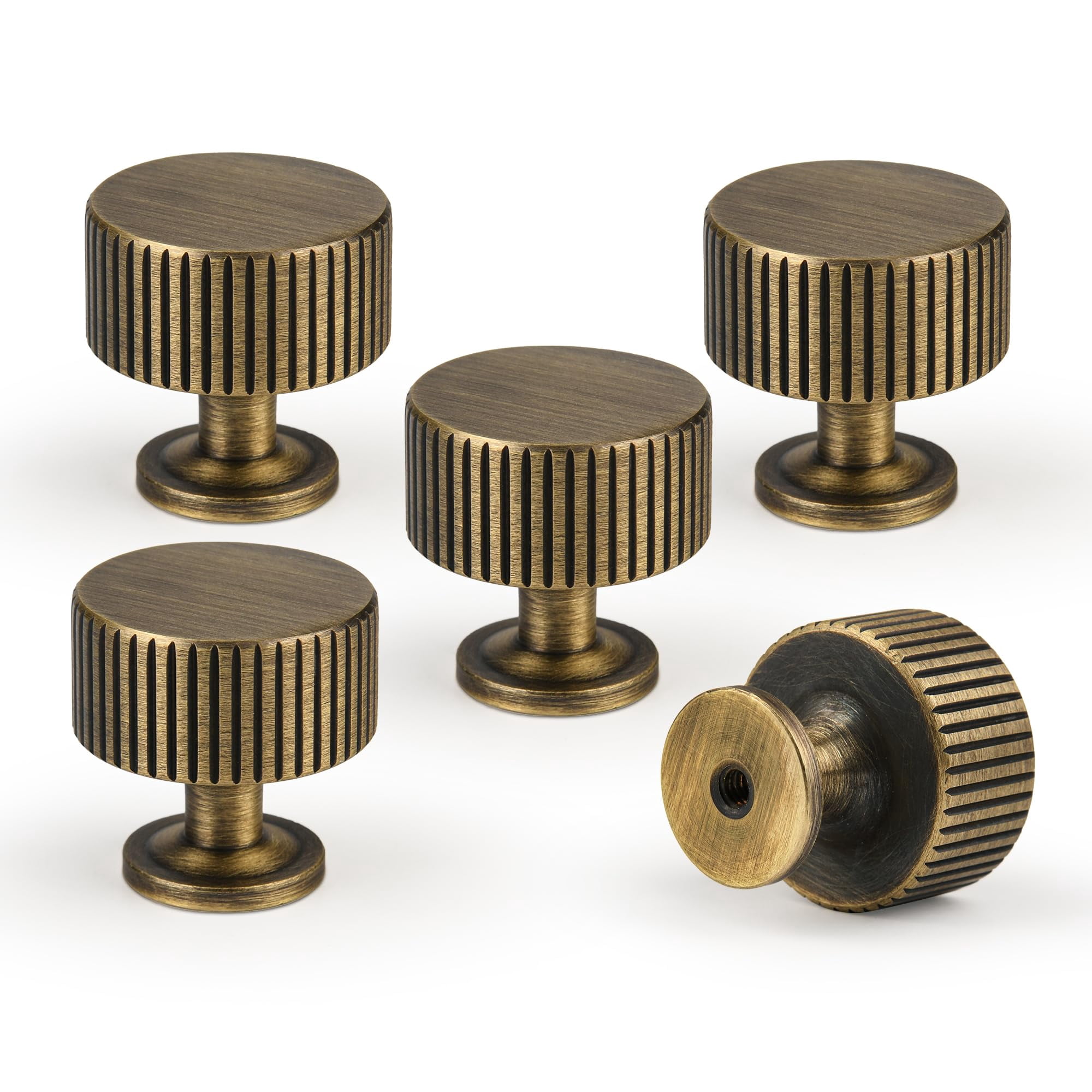 Antique Brass Kitchen Cabinet Knobs Solid Brass Pulls for Dresser Drawer Vanity Closet Wardrobe, Modern Bathroom Bedroom Living Room Cabinet Hardware