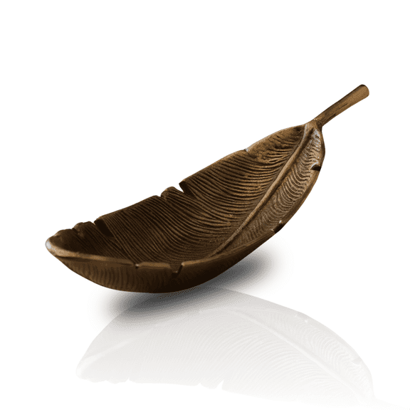 Antique Brass Leaf-Shaped Serving Dish